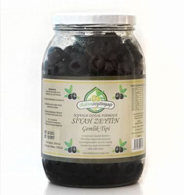 Doğal Fermente Siyah Zeytin Gemlik Tipi Net: 1350 gr. - 1